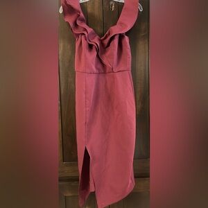 Sweet Pot Ruffled Off Shoulder Burgundy Dress Sz 8 NWT